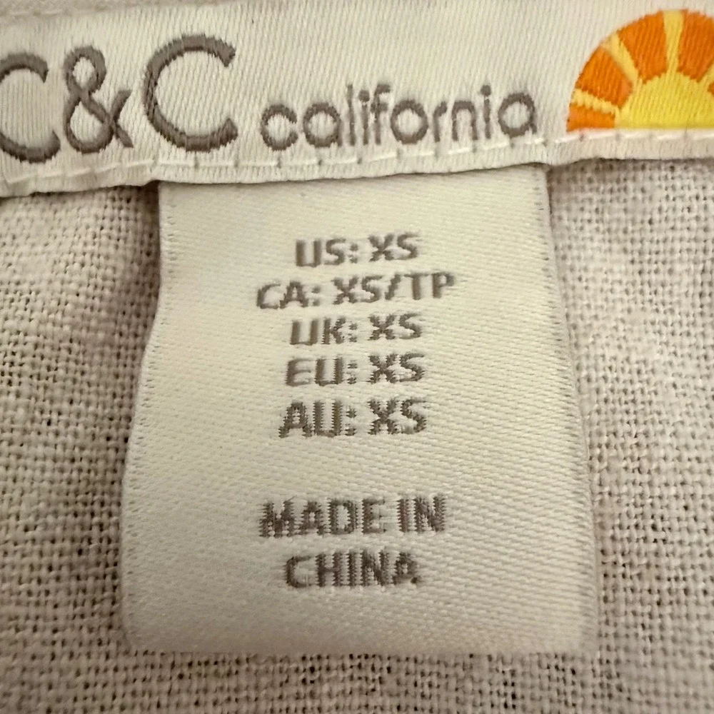 C&C California 2 Piece Set XS White Multicolor Postcard Print Top Mini Skirt